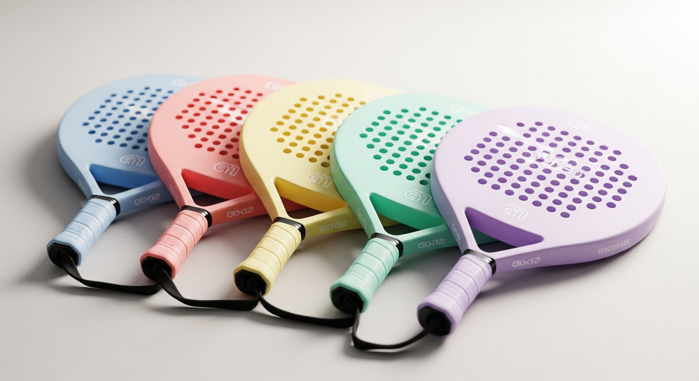 Beginner-friendly padel rackets with round shapes in inviting colors
